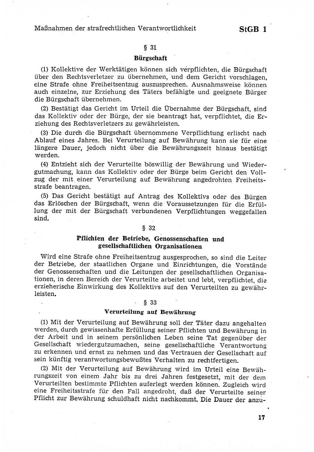 Strafgesetzbuch (StGB) der Deutschen Demokratischen Republik (DDR) 1968, Seite 17 (StGB DDR 1968, S. 17)