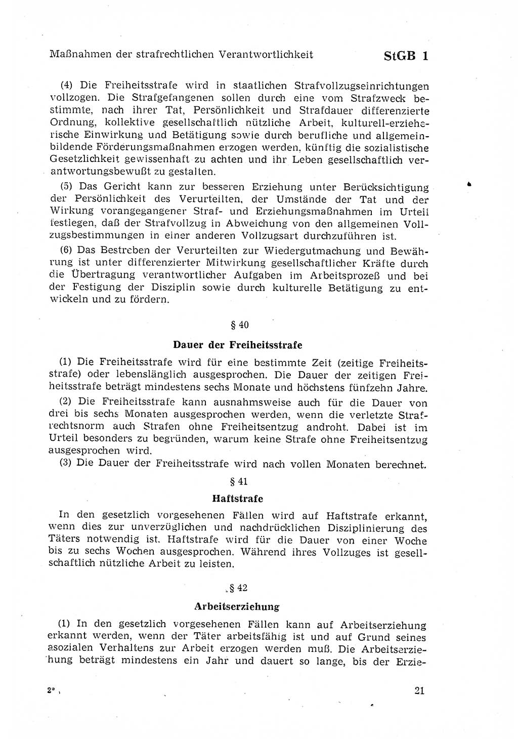 Strafgesetzbuch (StGB) der Deutschen Demokratischen Republik (DDR) 1968, Seite 21 (StGB DDR 1968, S. 21)