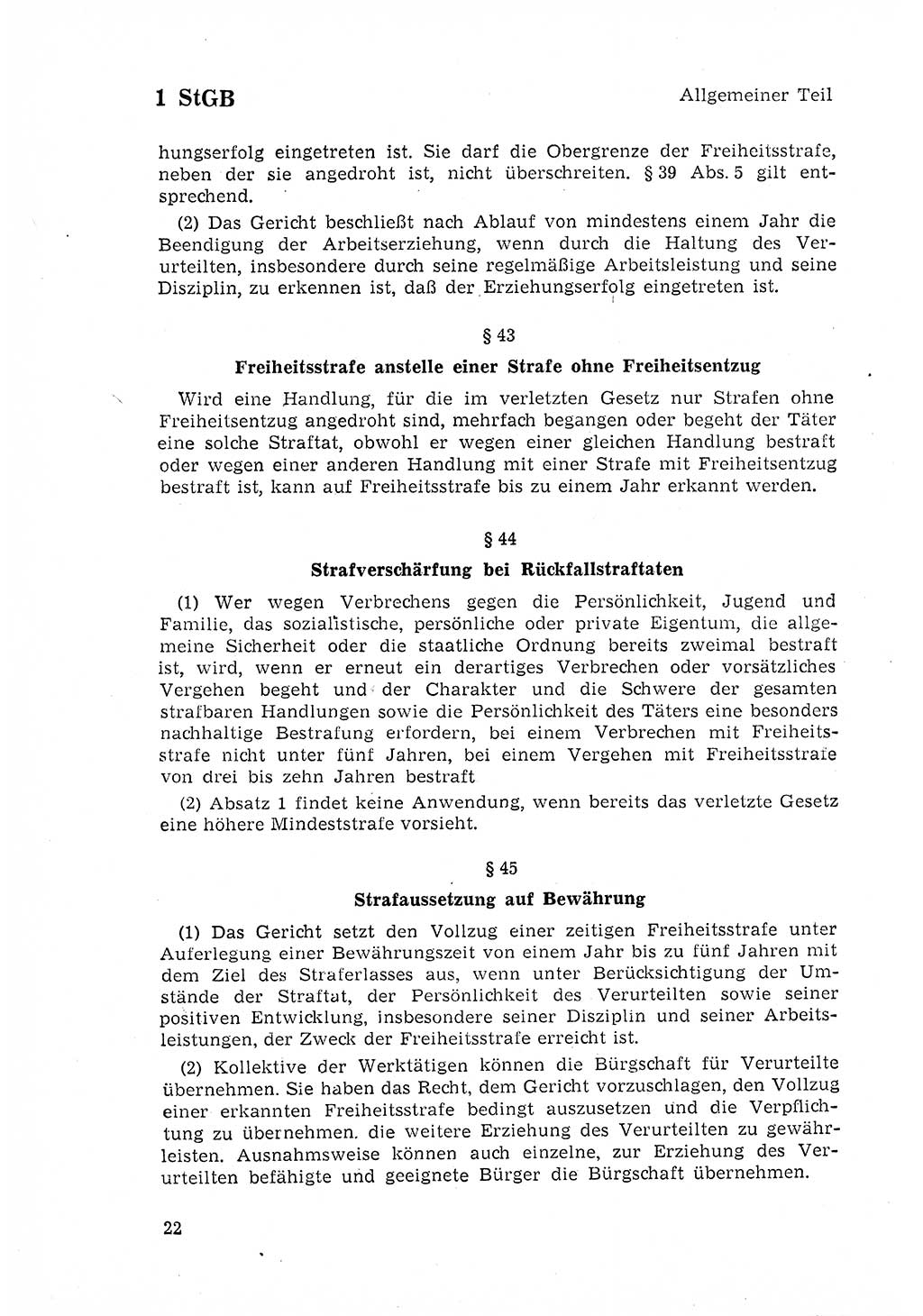 Strafgesetzbuch (StGB) der Deutschen Demokratischen Republik (DDR) 1968, Seite 22 (StGB DDR 1968, S. 22)