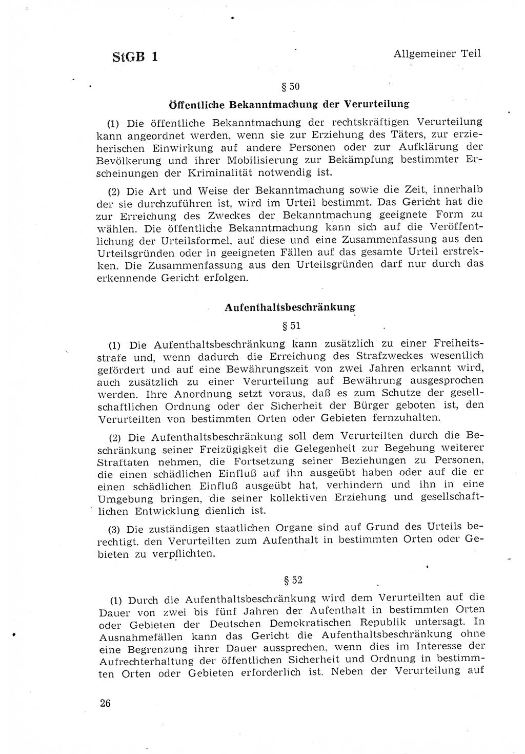 Strafgesetzbuch (StGB) der Deutschen Demokratischen Republik (DDR) 1968, Seite 26 (StGB DDR 1968, S. 26)