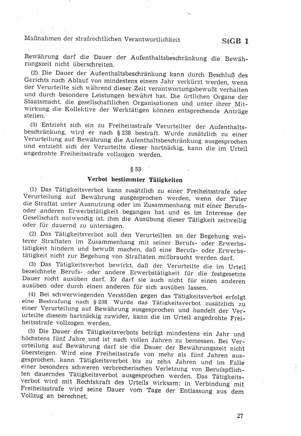 Strafgesetzbuch (StGB) der Deutschen Demokratischen Republik (DDR) 1968, Seite 27 (StGB DDR 1968, S. 27)