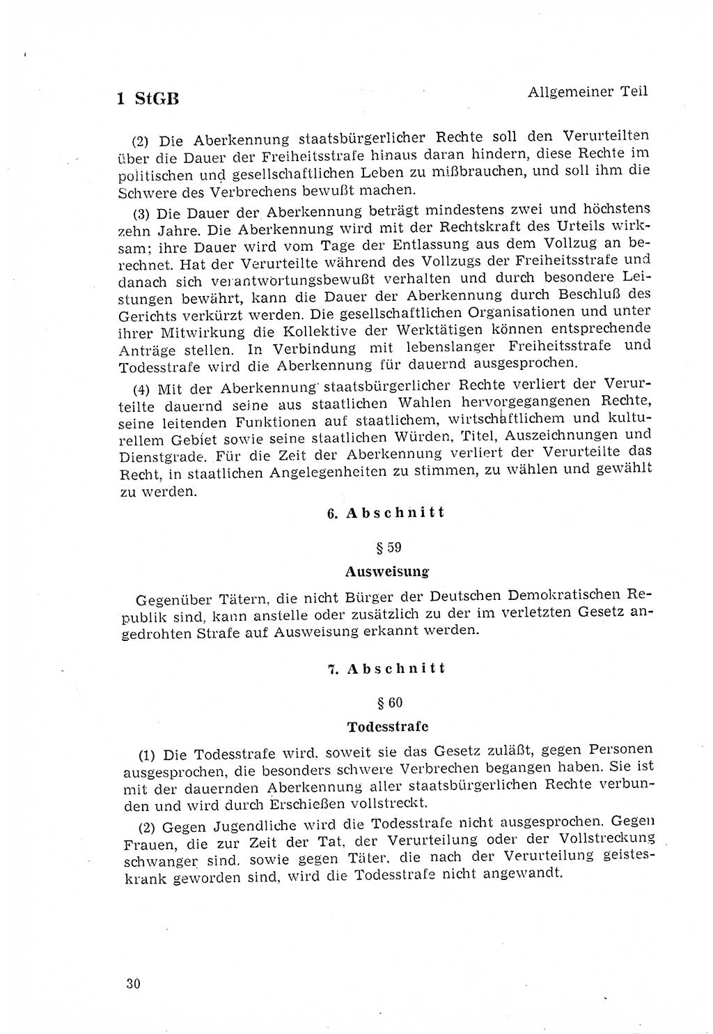 Strafgesetzbuch (StGB) der Deutschen Demokratischen Republik (DDR) 1968, Seite 30 (StGB DDR 1968, S. 30)