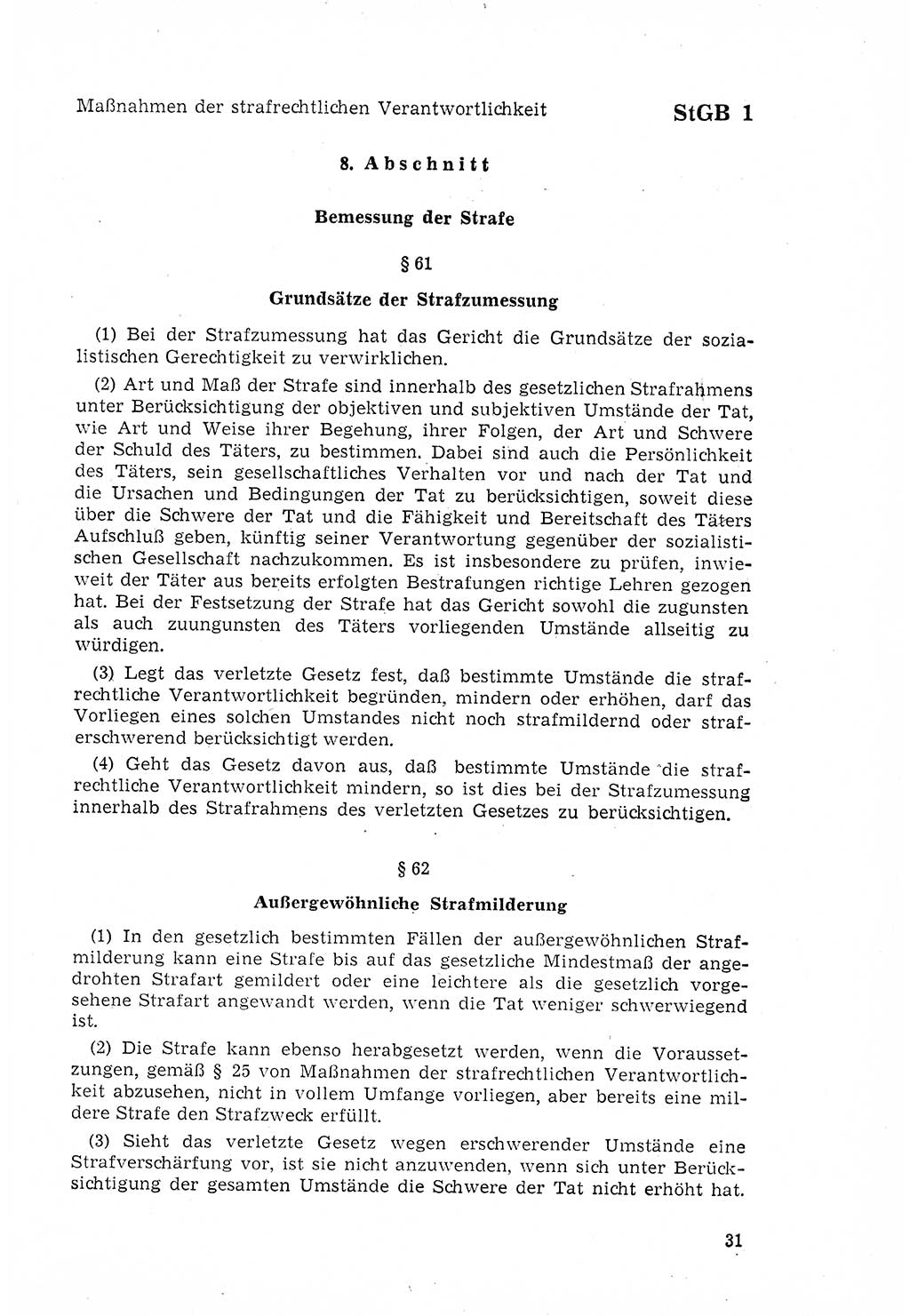Strafgesetzbuch (StGB) der Deutschen Demokratischen Republik (DDR) 1968, Seite 31 (StGB DDR 1968, S. 31)