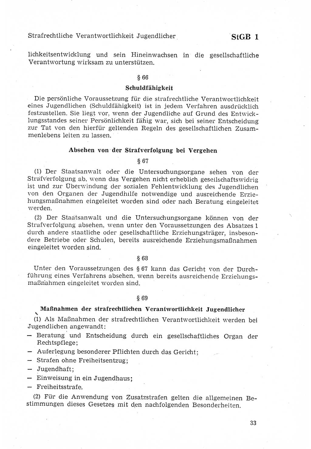 Strafgesetzbuch (StGB) der Deutschen Demokratischen Republik (DDR) 1968, Seite 33 (StGB DDR 1968, S. 33)