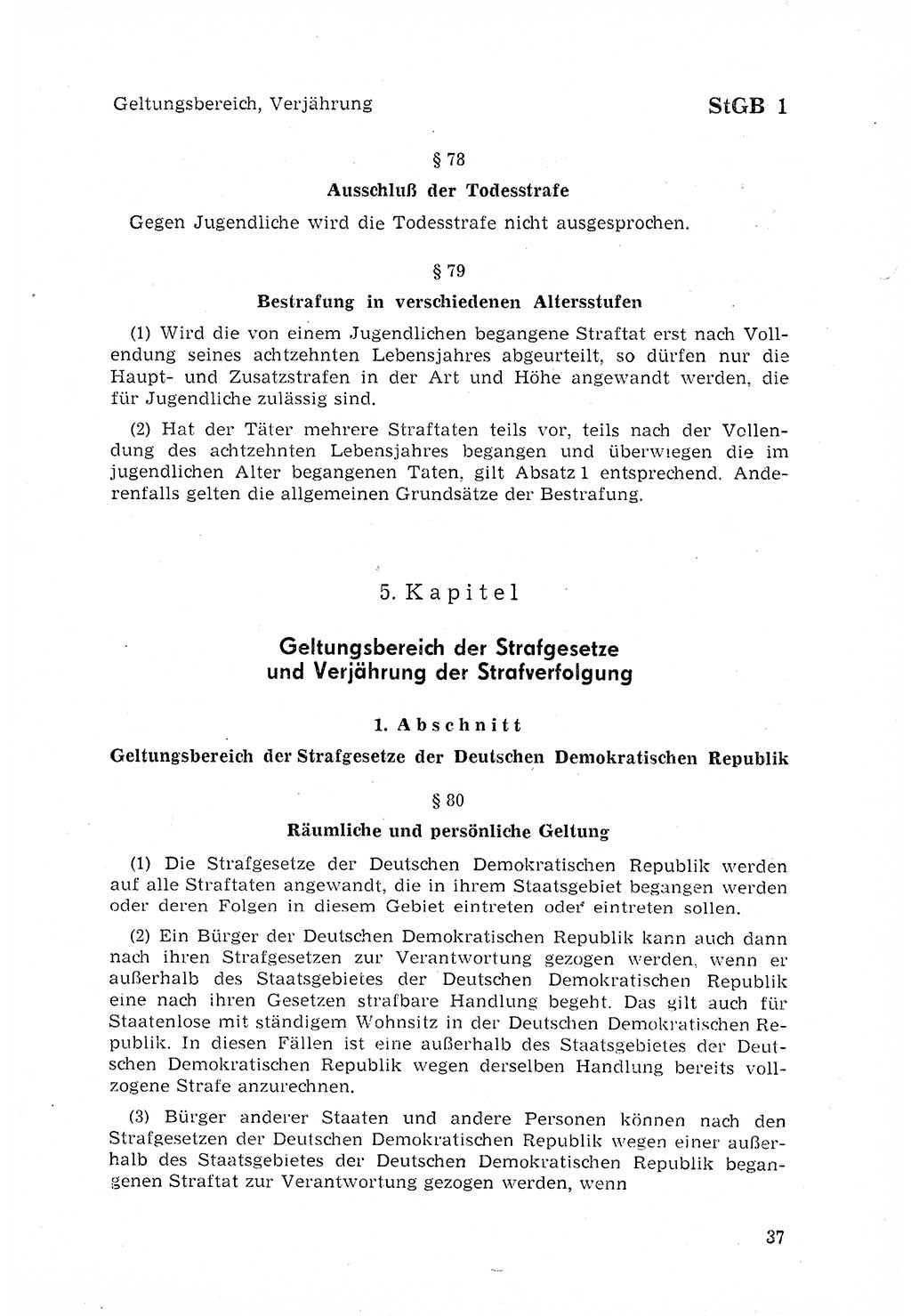 Strafgesetzbuch (StGB) der Deutschen Demokratischen Republik (DDR) 1968, Seite 37 (StGB DDR 1968, S. 37)