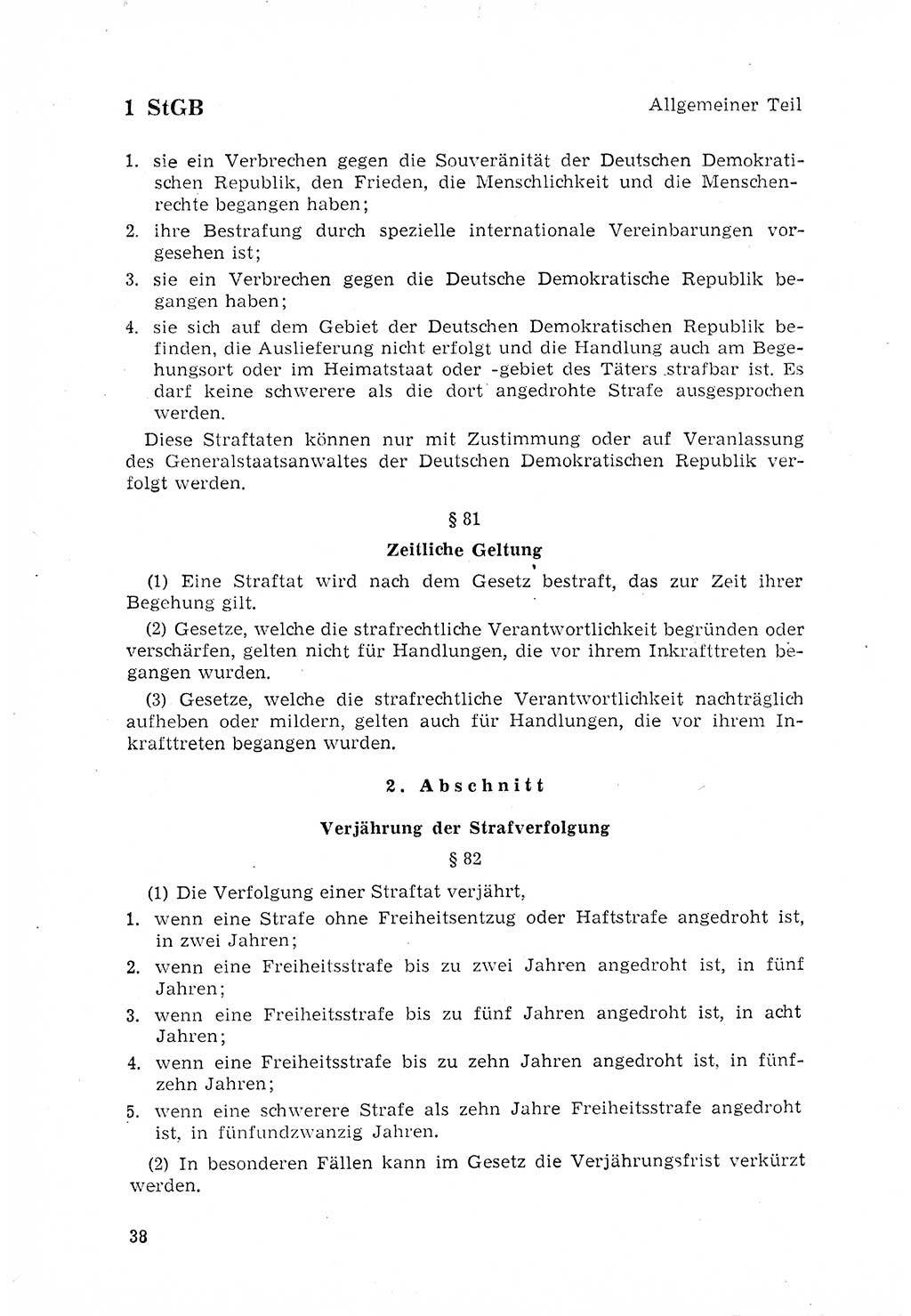 Strafgesetzbuch (StGB) der Deutschen Demokratischen Republik (DDR) 1968, Seite 38 (StGB DDR 1968, S. 38)