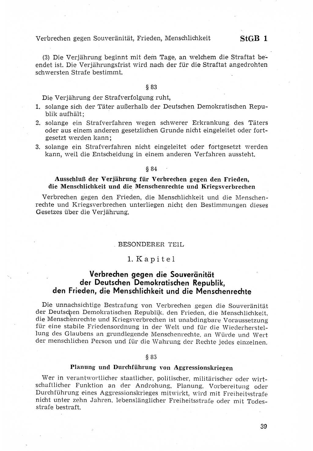 Strafgesetzbuch (StGB) der Deutschen Demokratischen Republik (DDR) 1968, Seite 39 (StGB DDR 1968, S. 39)