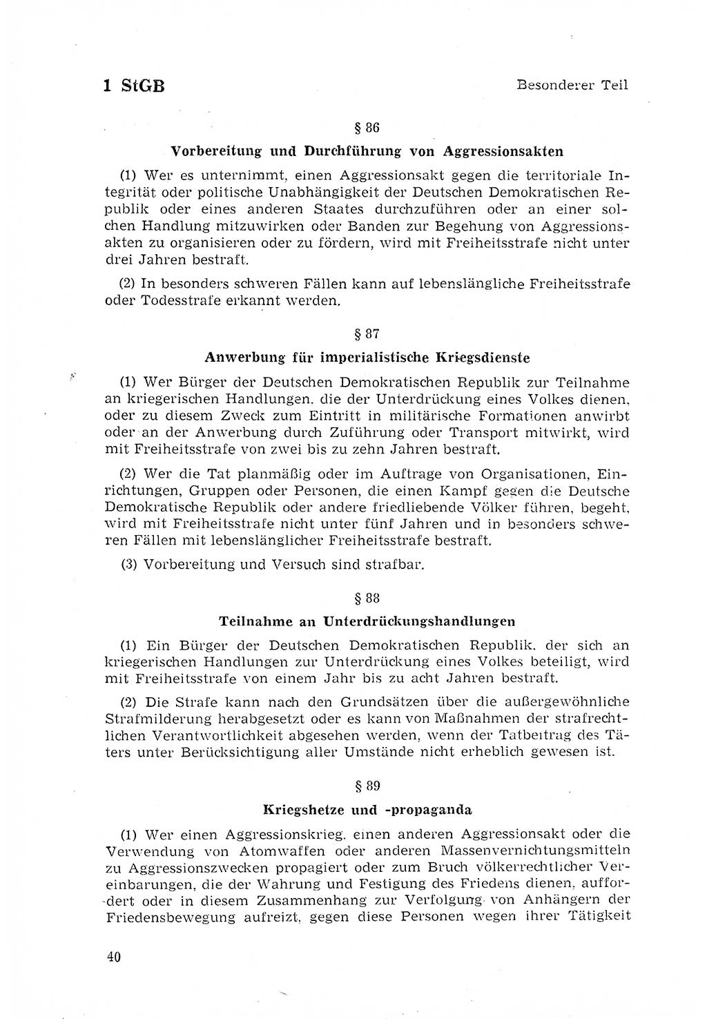 Strafgesetzbuch (StGB) der Deutschen Demokratischen Republik (DDR) 1968, Seite 40 (StGB DDR 1968, S. 40)