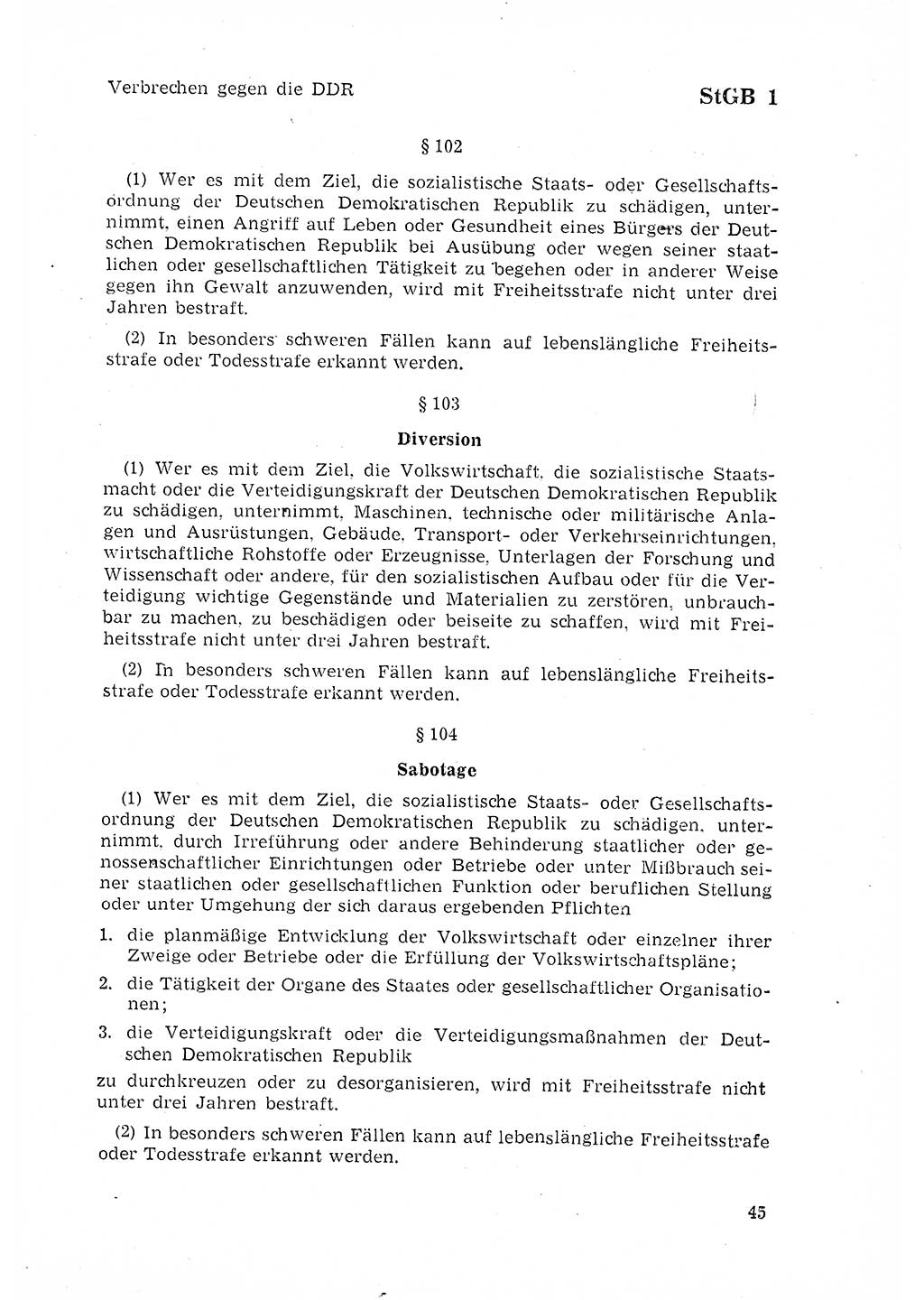 Strafgesetzbuch (StGB) der Deutschen Demokratischen Republik (DDR) 1968, Seite 45 (StGB DDR 1968, S. 45)