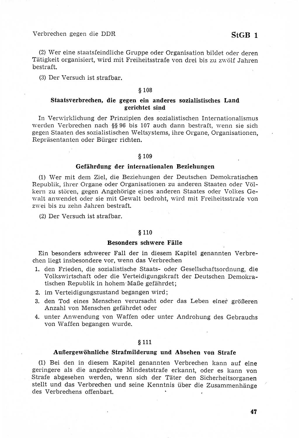 Strafgesetzbuch (StGB) der Deutschen Demokratischen Republik (DDR) 1968, Seite 47 (StGB DDR 1968, S. 47)