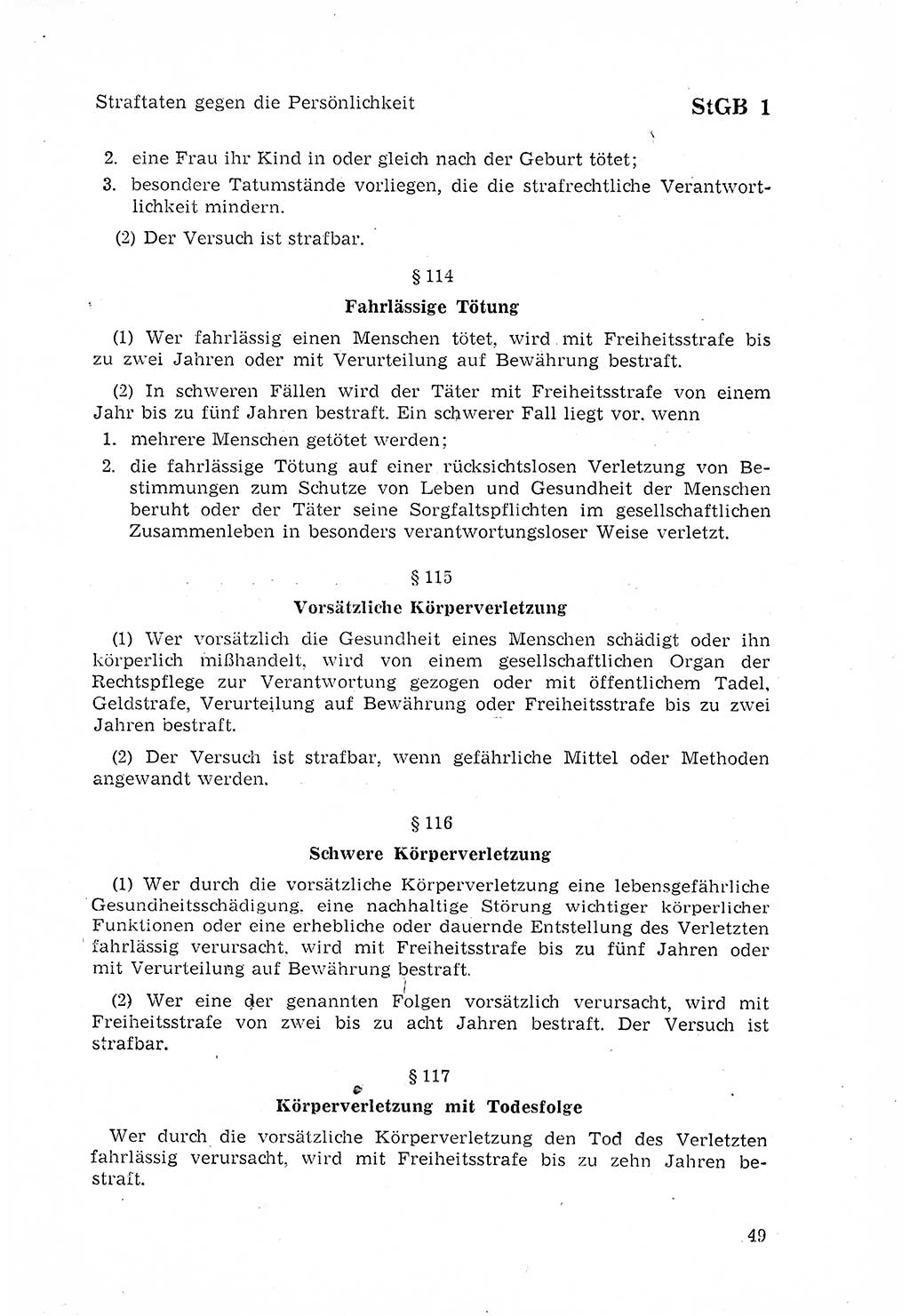 Strafgesetzbuch (StGB) der Deutschen Demokratischen Republik (DDR) 1968, Seite 49 (StGB DDR 1968, S. 49)