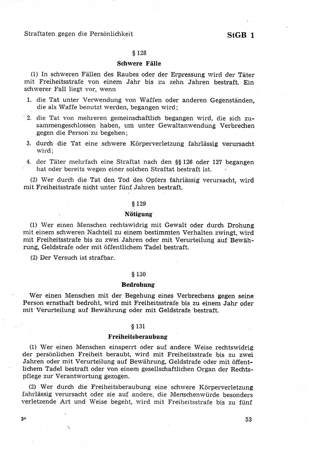 Strafgesetzbuch (StGB) der Deutschen Demokratischen Republik (DDR) 1968, Seite 53 (StGB DDR 1968, S. 53)