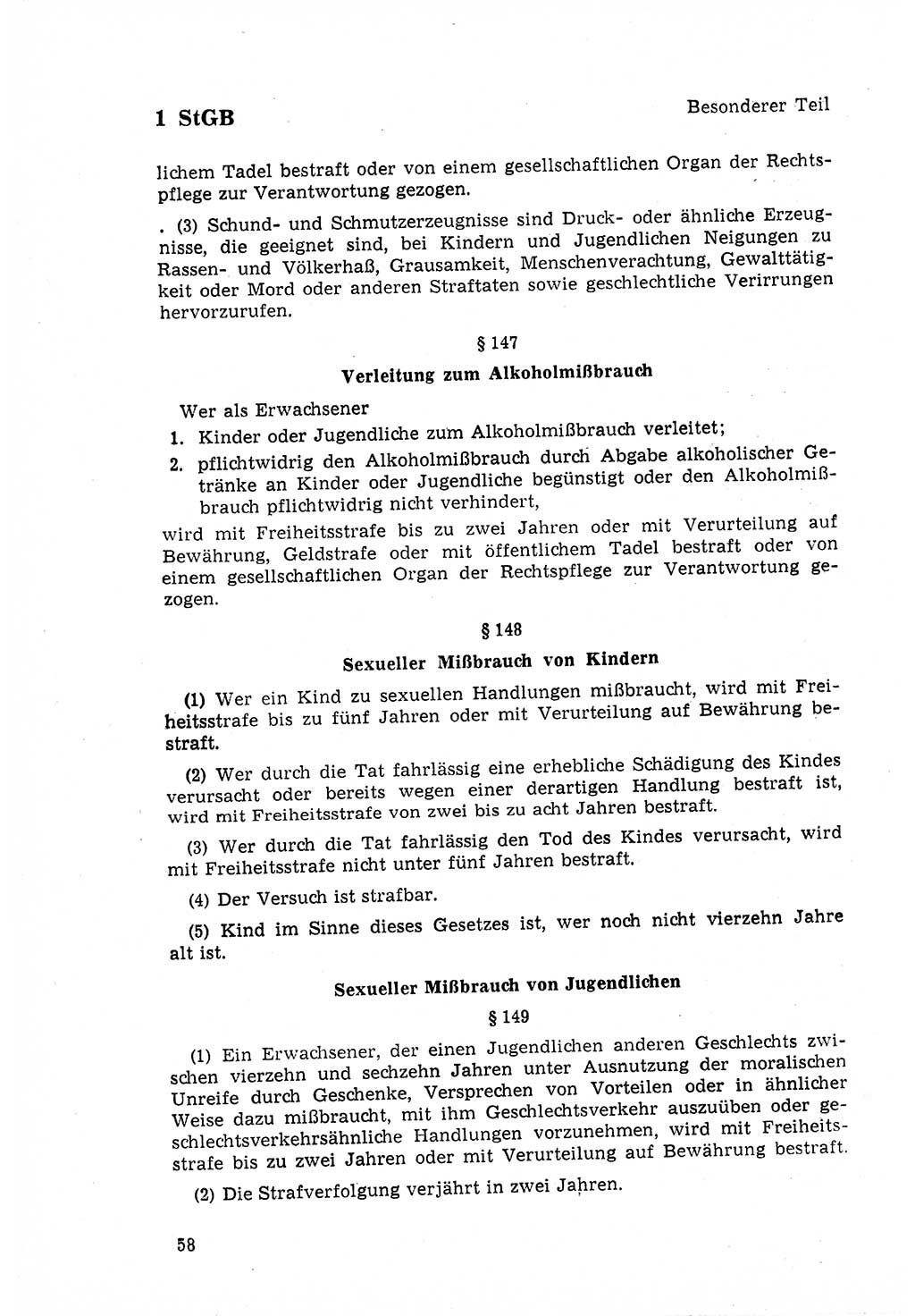 Strafgesetzbuch (StGB) der Deutschen Demokratischen Republik (DDR) 1968, Seite 58 (StGB DDR 1968, S. 58)