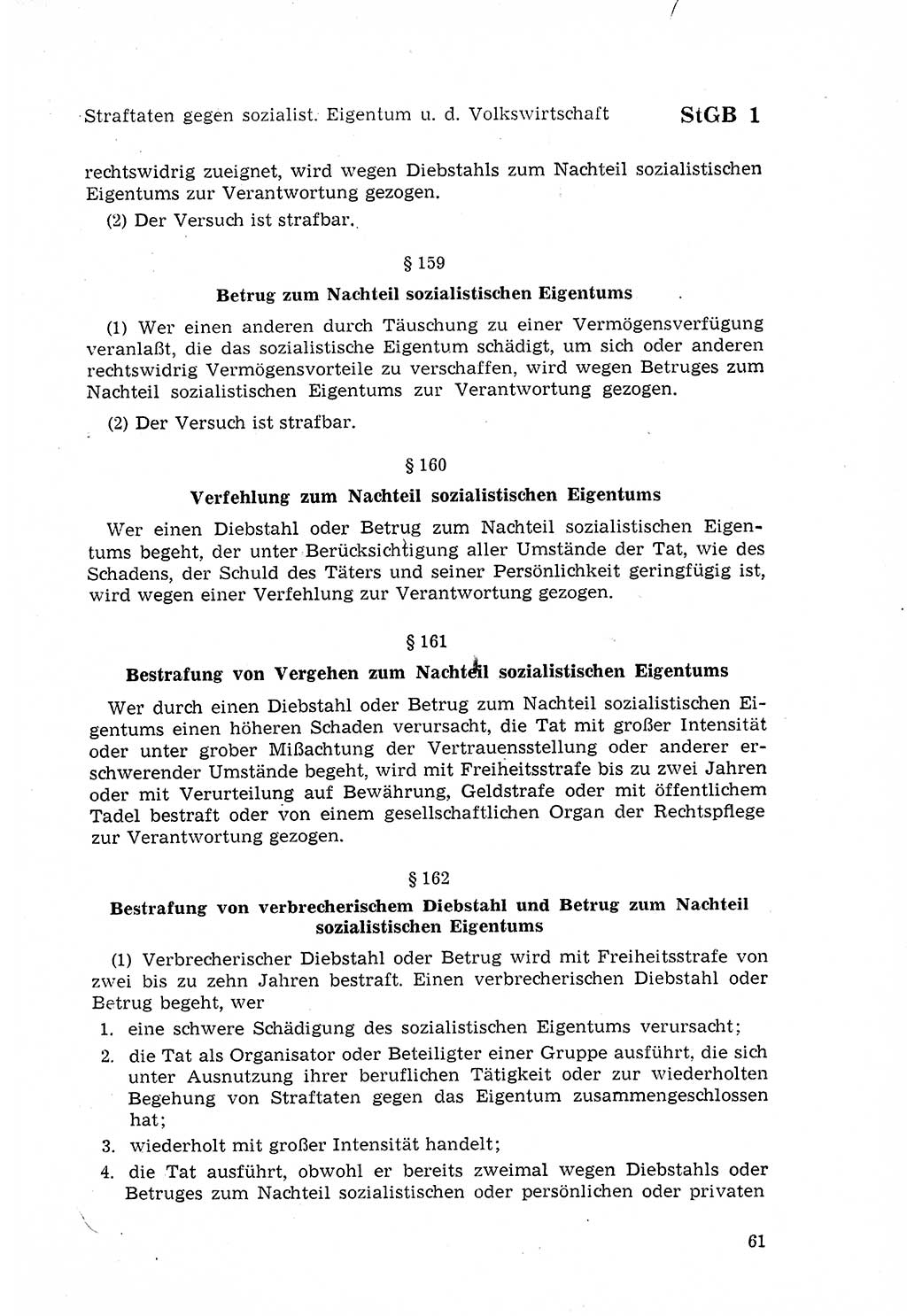 Strafgesetzbuch (StGB) der Deutschen Demokratischen Republik (DDR) 1968, Seite 61 (StGB DDR 1968, S. 61)