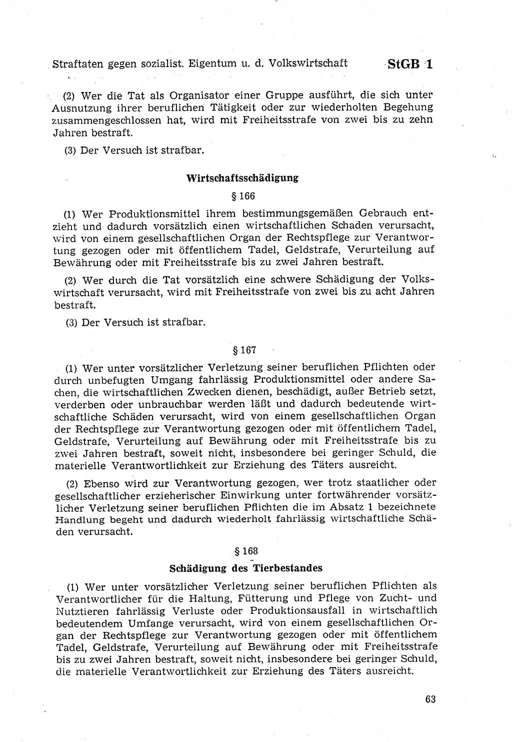 Strafgesetzbuch (StGB) der Deutschen Demokratischen Republik (DDR) 1968, Seite 63 (StGB DDR 1968, S. 63)