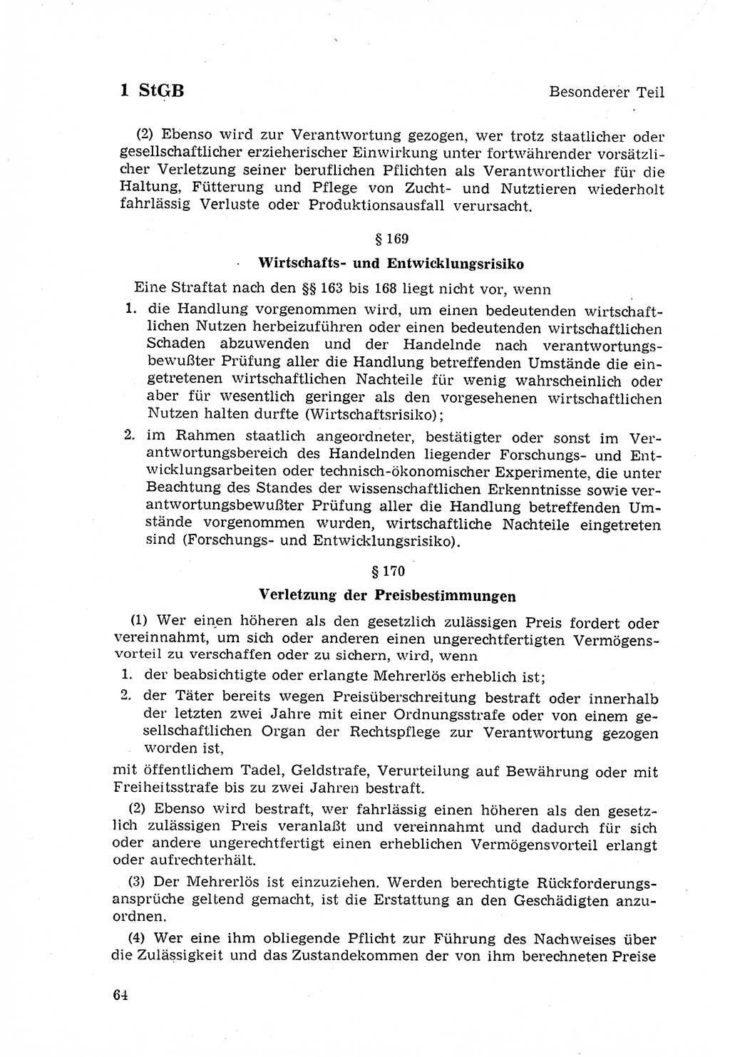 Strafgesetzbuch (StGB) der Deutschen Demokratischen Republik (DDR) 1968, Seite 64 (StGB DDR 1968, S. 64)