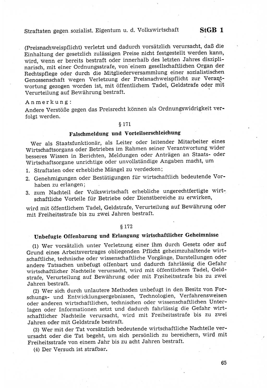 Strafgesetzbuch (StGB) der Deutschen Demokratischen Republik (DDR) 1968, Seite 65 (StGB DDR 1968, S. 65)