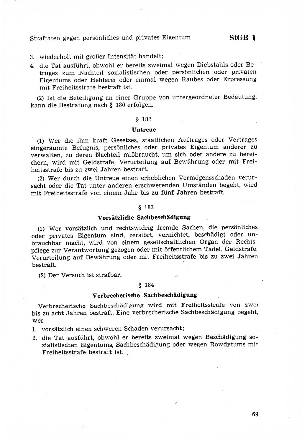 Strafgesetzbuch (StGB) der Deutschen Demokratischen Republik (DDR) 1968, Seite 69 (StGB DDR 1968, S. 69)