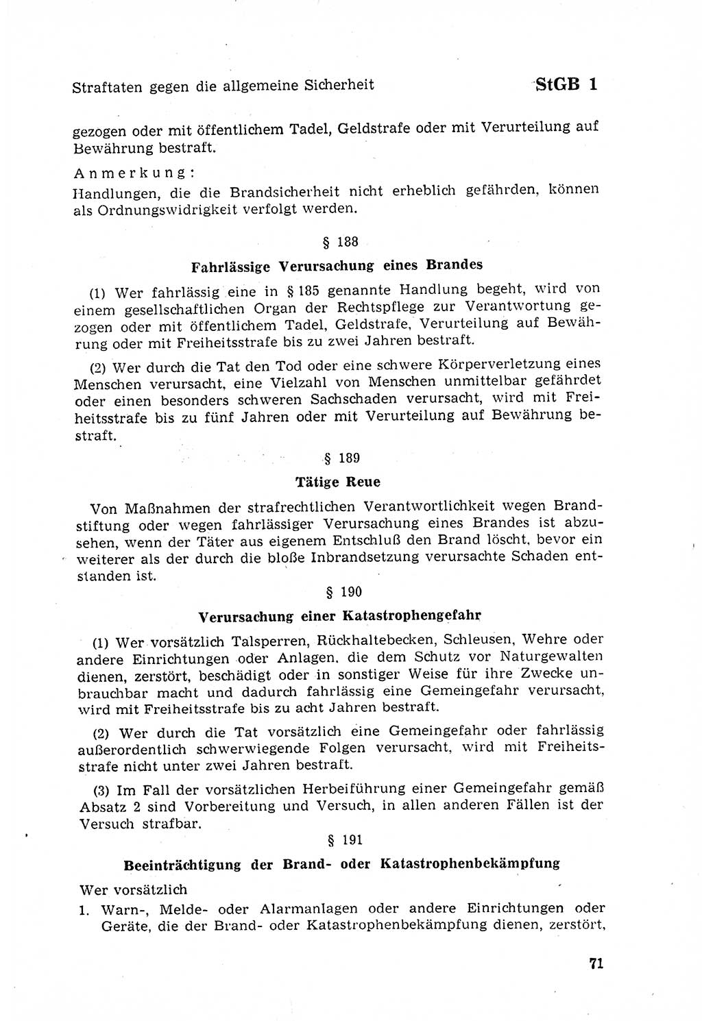 Strafgesetzbuch (StGB) der Deutschen Demokratischen Republik (DDR) 1968, Seite 71 (StGB DDR 1968, S. 71)