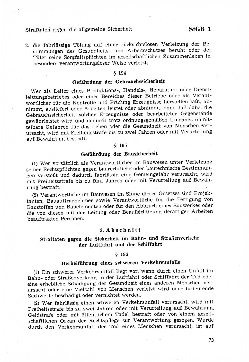 Strafgesetzbuch (StGB) der Deutschen Demokratischen Republik (DDR) 1968, Seite 73 (StGB DDR 1968, S. 73)