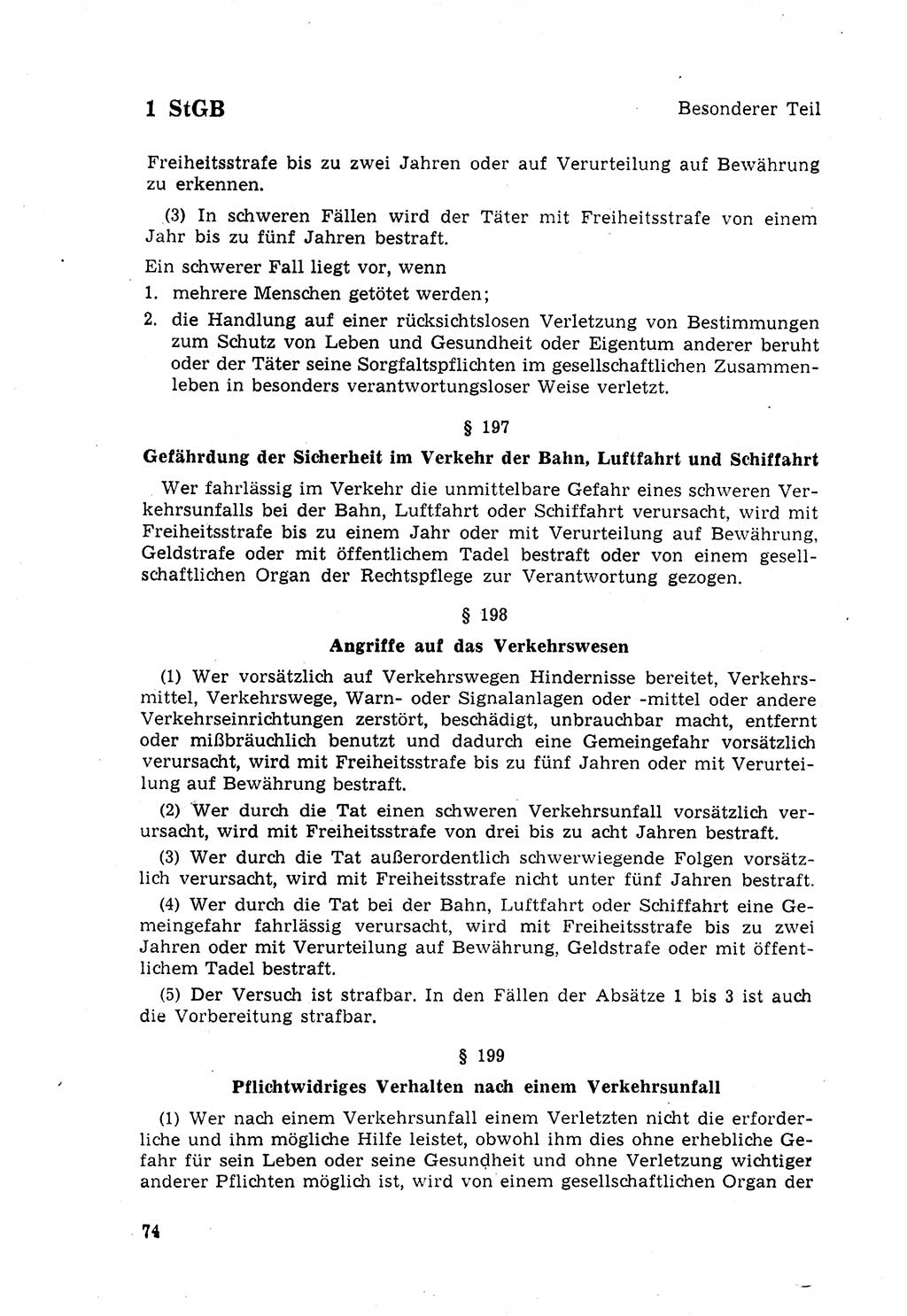 Strafgesetzbuch (StGB) der Deutschen Demokratischen Republik (DDR) 1968, Seite 74 (StGB DDR 1968, S. 74)
