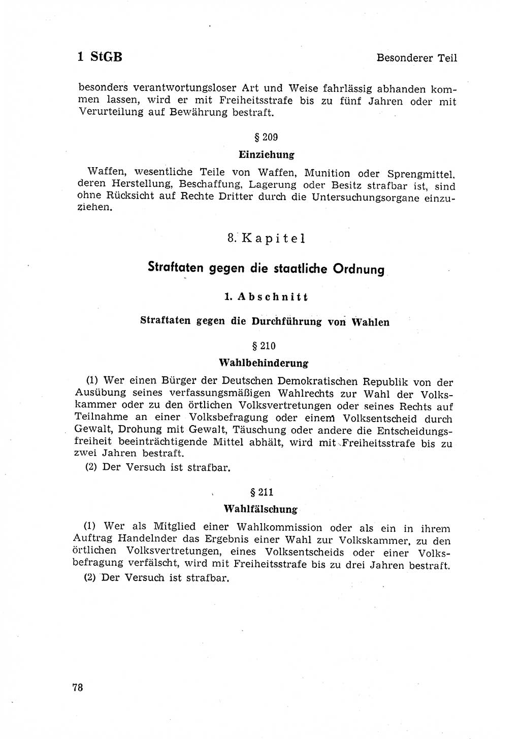Strafgesetzbuch (StGB) der Deutschen Demokratischen Republik (DDR) 1968, Seite 78 (StGB DDR 1968, S. 78)