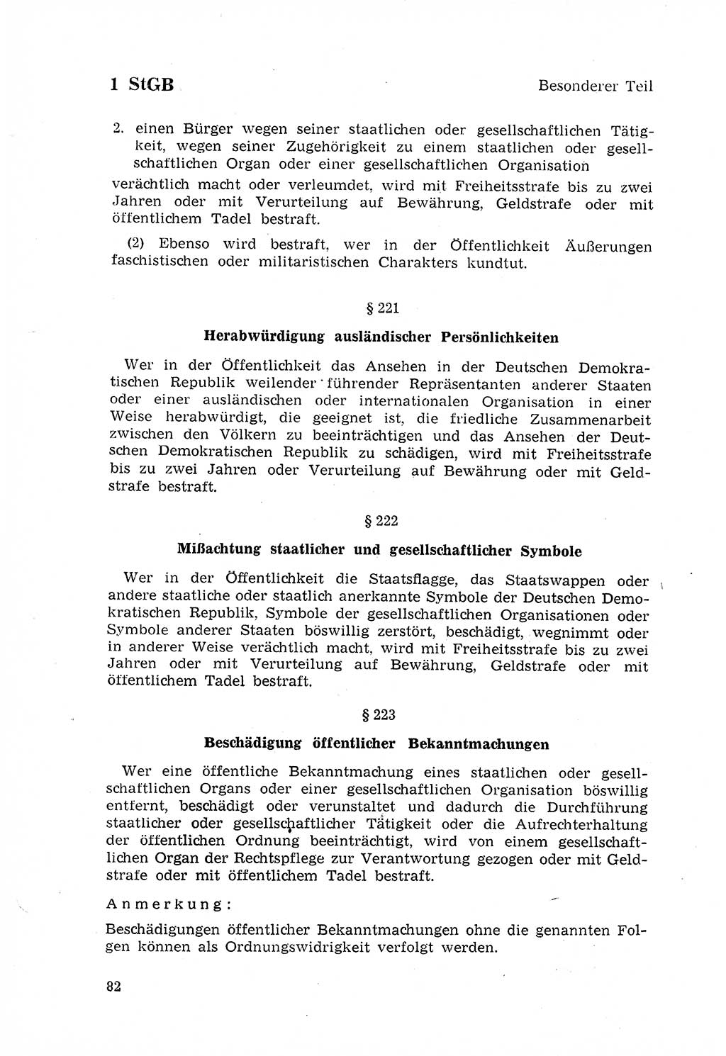 Strafgesetzbuch (StGB) der Deutschen Demokratischen Republik (DDR) 1968, Seite 82 (StGB DDR 1968, S. 82)