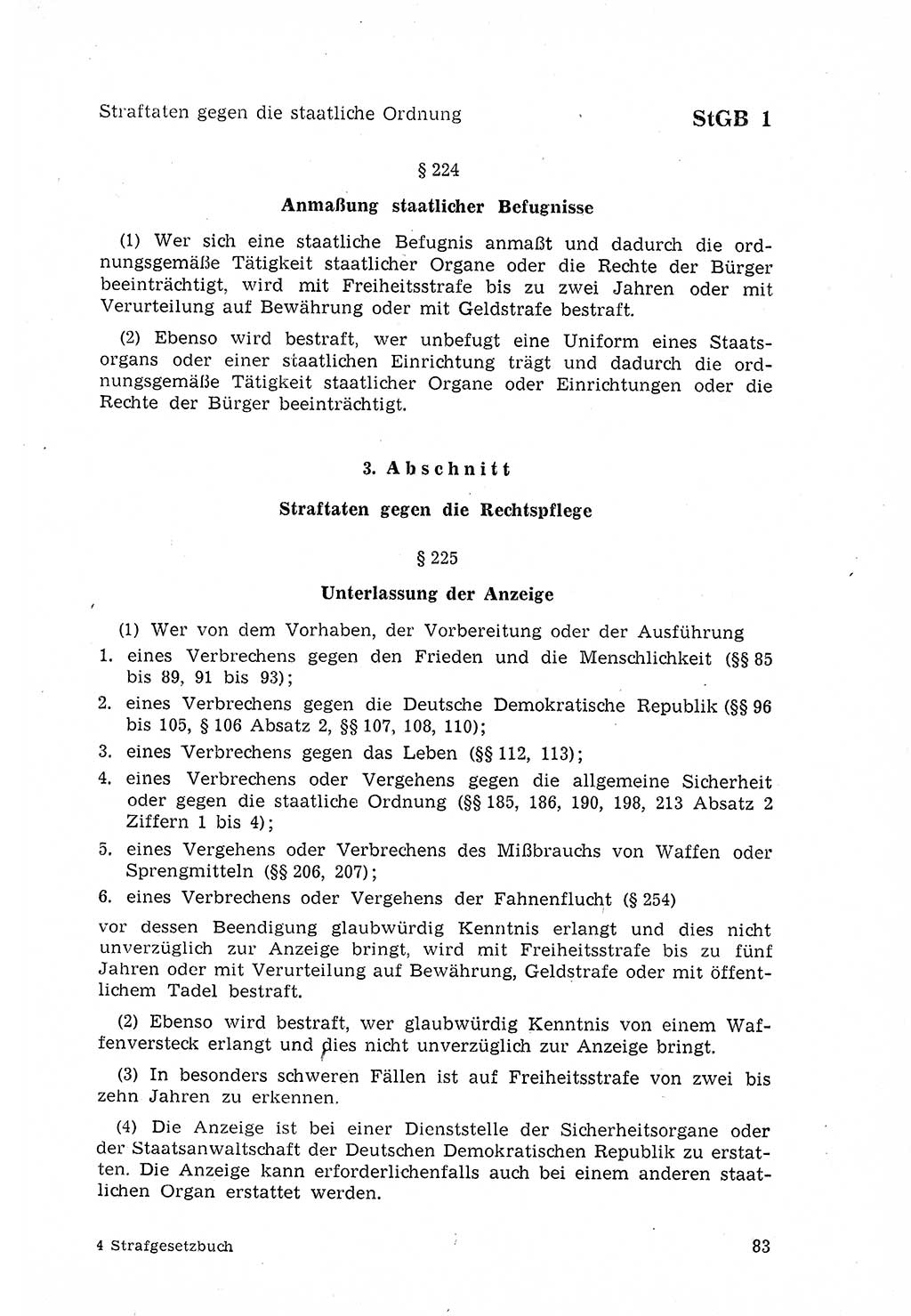 Strafgesetzbuch (StGB) der Deutschen Demokratischen Republik (DDR) 1968, Seite 83 (StGB DDR 1968, S. 83)