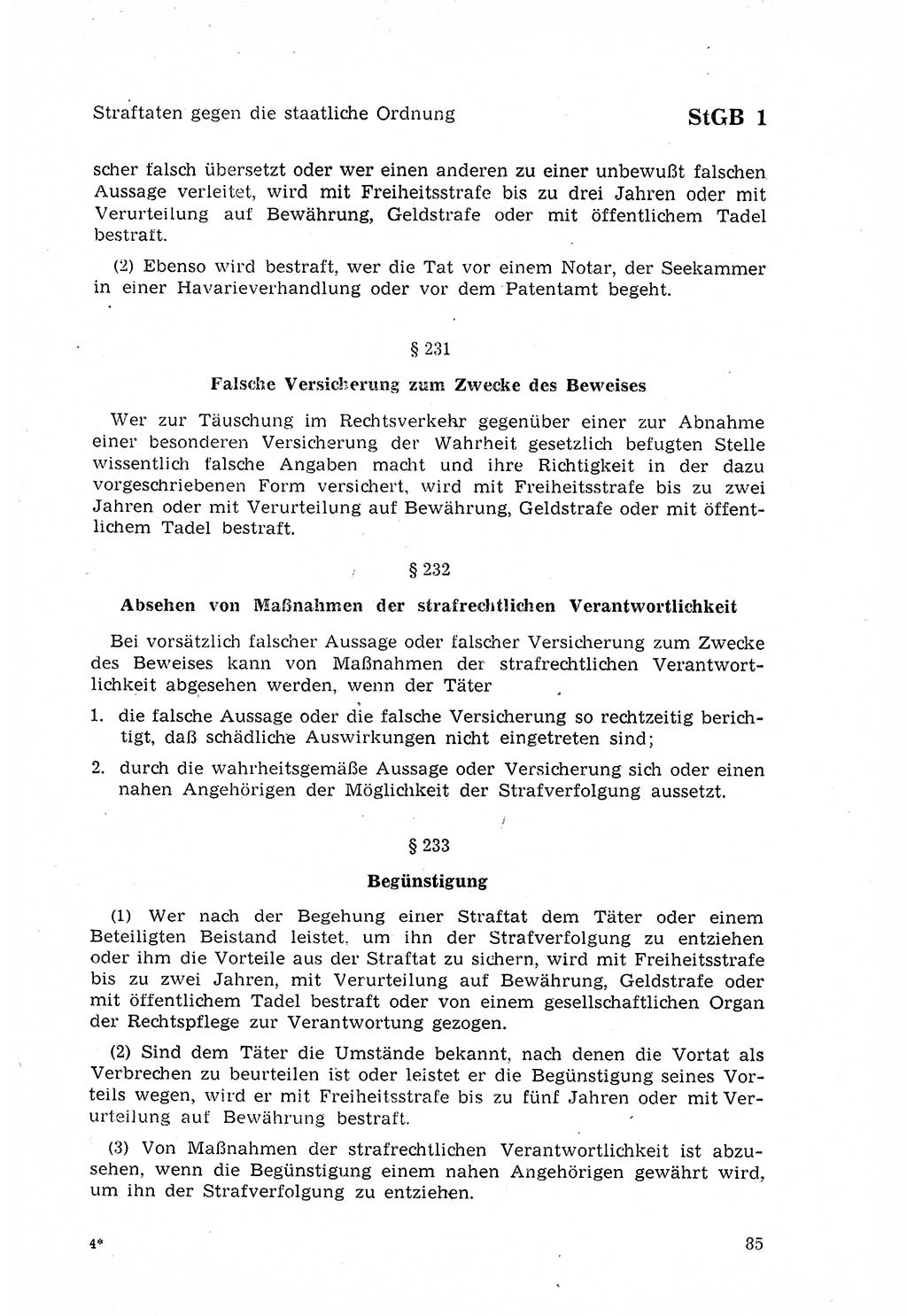 Strafgesetzbuch (StGB) der Deutschen Demokratischen Republik (DDR) 1968, Seite 85 (StGB DDR 1968, S. 85)
