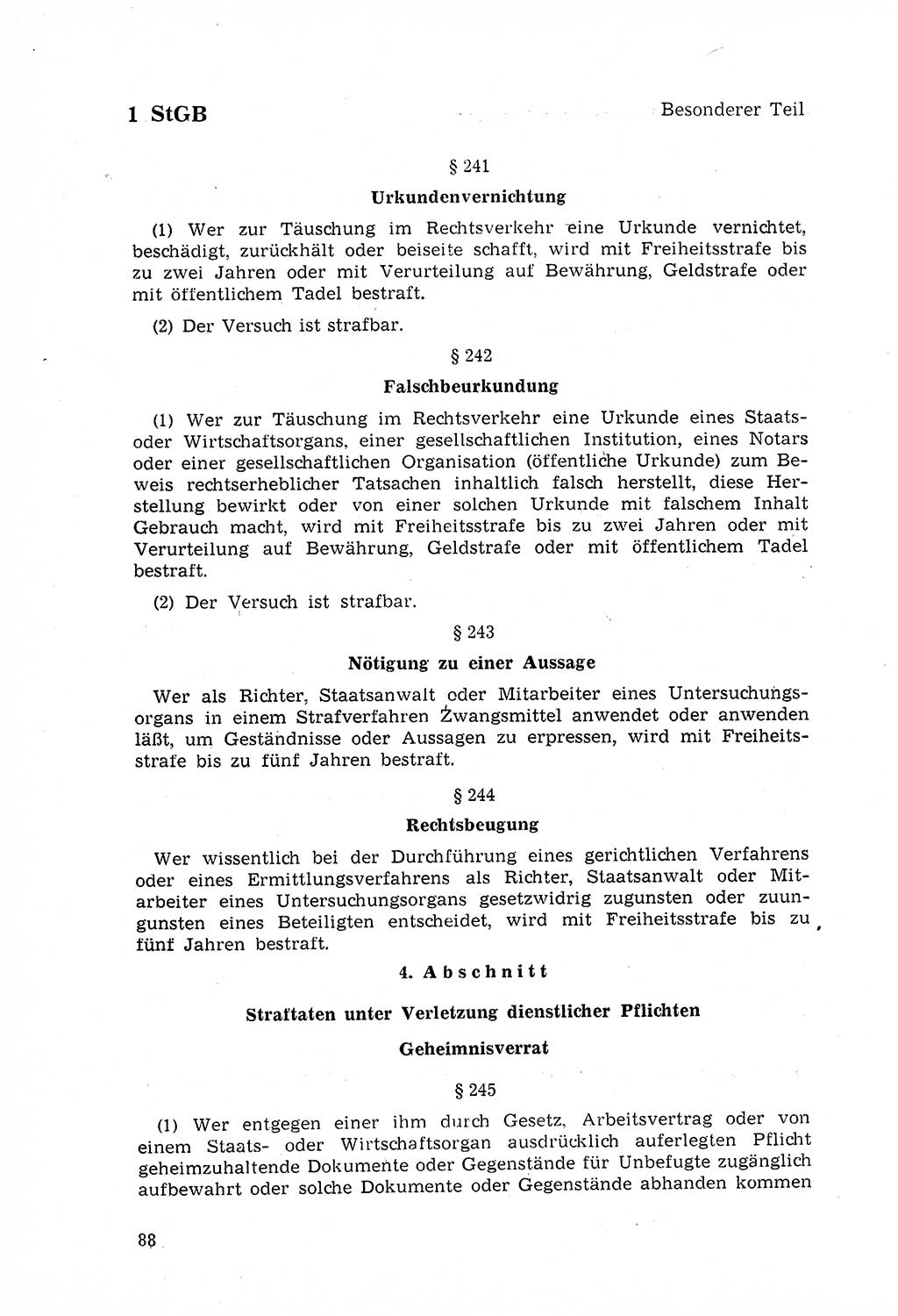 Strafgesetzbuch (StGB) der Deutschen Demokratischen Republik (DDR) 1968, Seite 88 (StGB DDR 1968, S. 88)