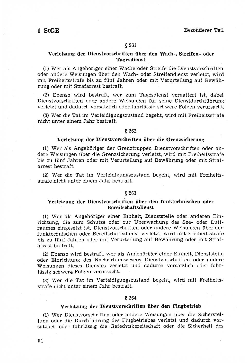 Strafgesetzbuch (StGB) der Deutschen Demokratischen Republik (DDR) 1968, Seite 94 (StGB DDR 1968, S. 94)