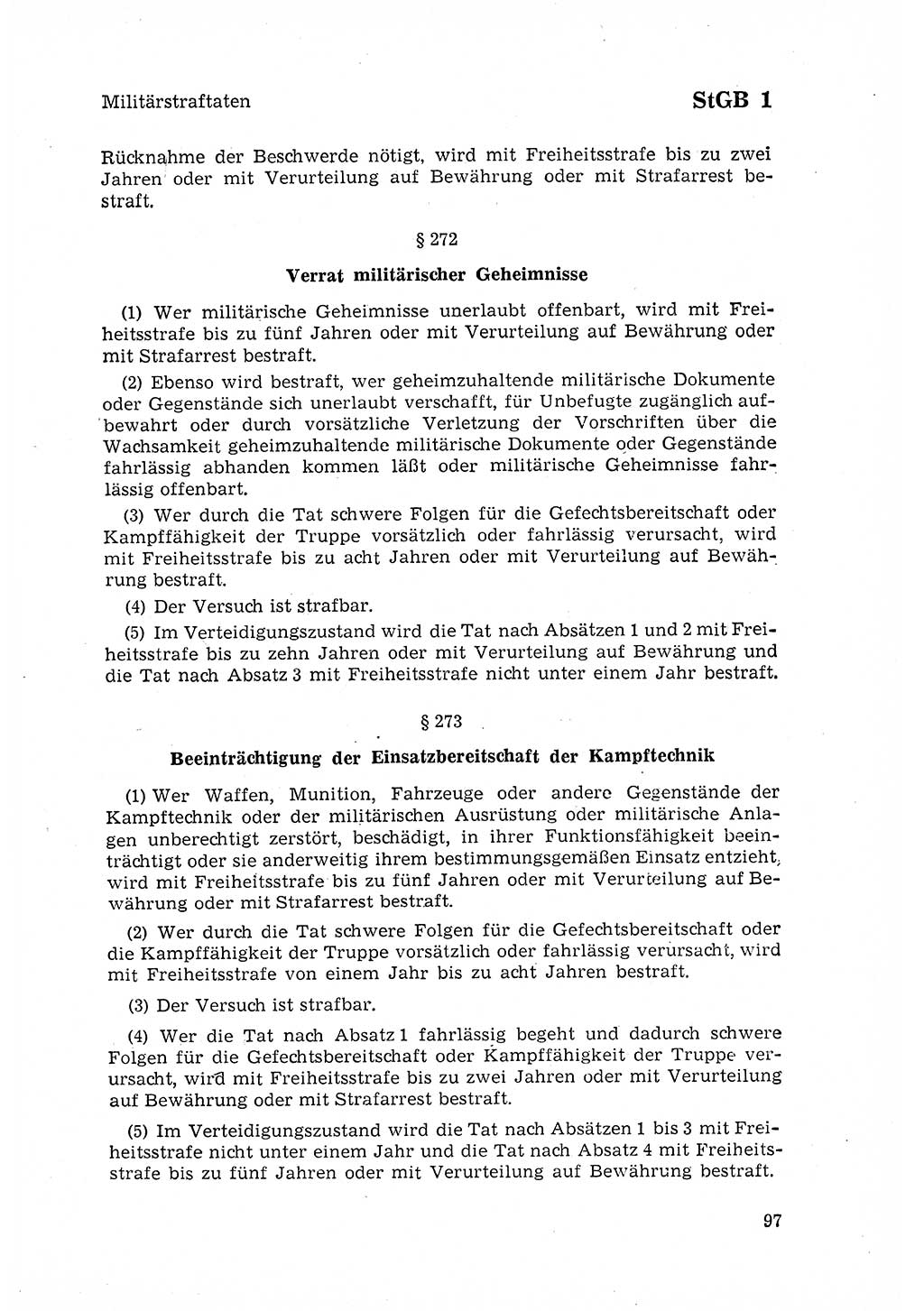 Strafgesetzbuch (StGB) der Deutschen Demokratischen Republik (DDR) 1968, Seite 97 (StGB DDR 1968, S. 97)