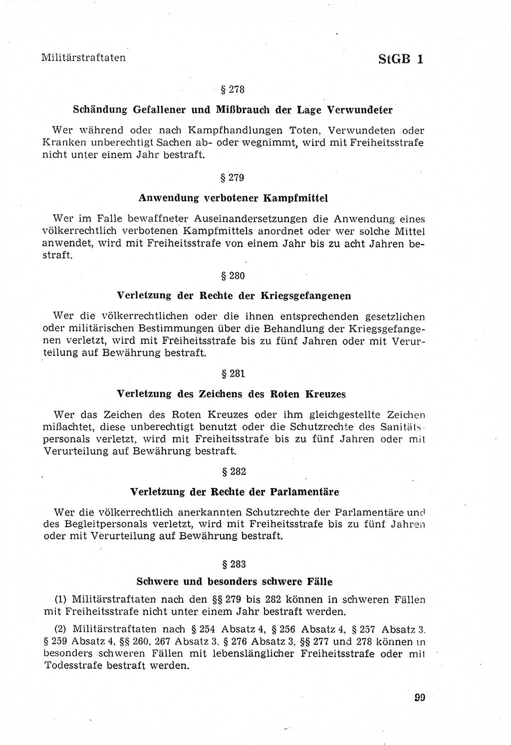 Strafgesetzbuch (StGB) der Deutschen Demokratischen Republik (DDR) 1968, Seite 99 (StGB DDR 1968, S. 99)