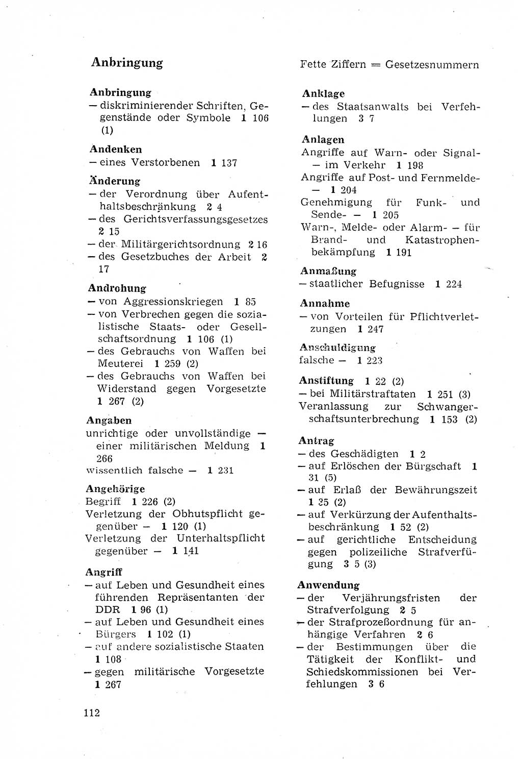 Strafgesetzbuch (StGB) der Deutschen Demokratischen Republik (DDR) 1968, Seite 112 (StGB DDR 1968, S. 112)