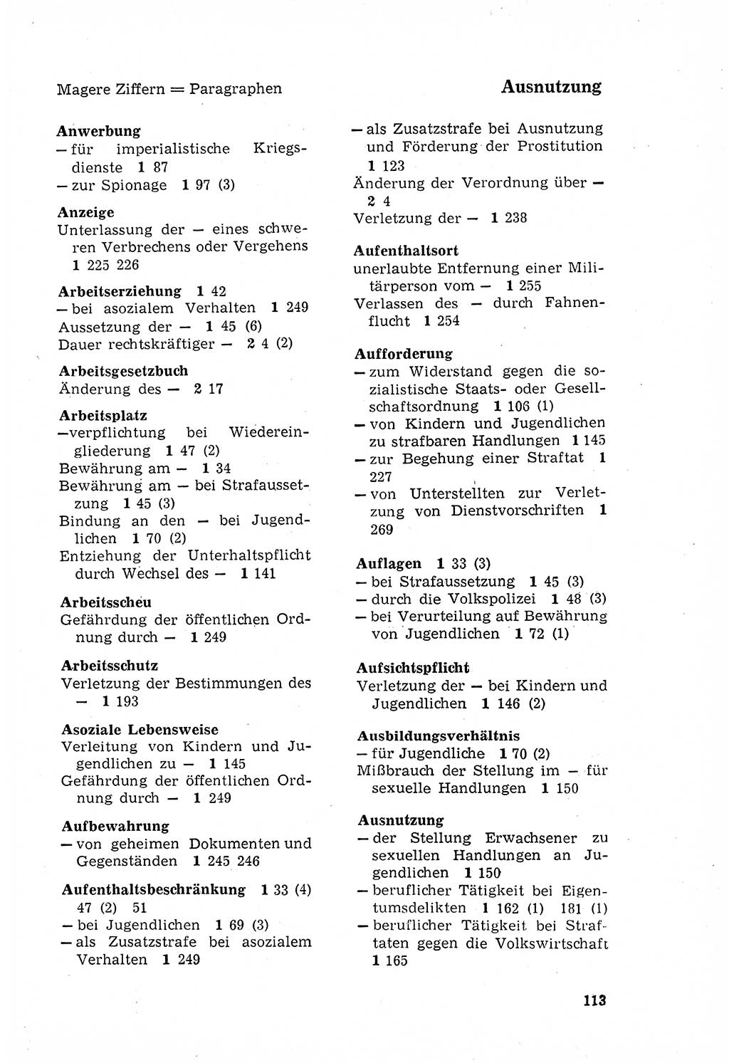 Strafgesetzbuch (StGB) der Deutschen Demokratischen Republik (DDR) 1968, Seite 113 (StGB DDR 1968, S. 113)