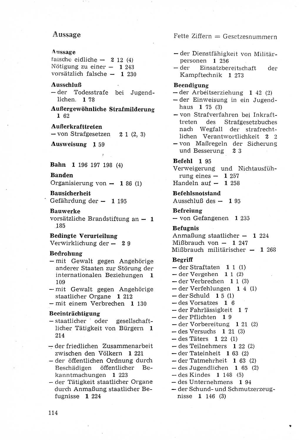 Strafgesetzbuch (StGB) der Deutschen Demokratischen Republik (DDR) 1968, Seite 114 (StGB DDR 1968, S. 114)
