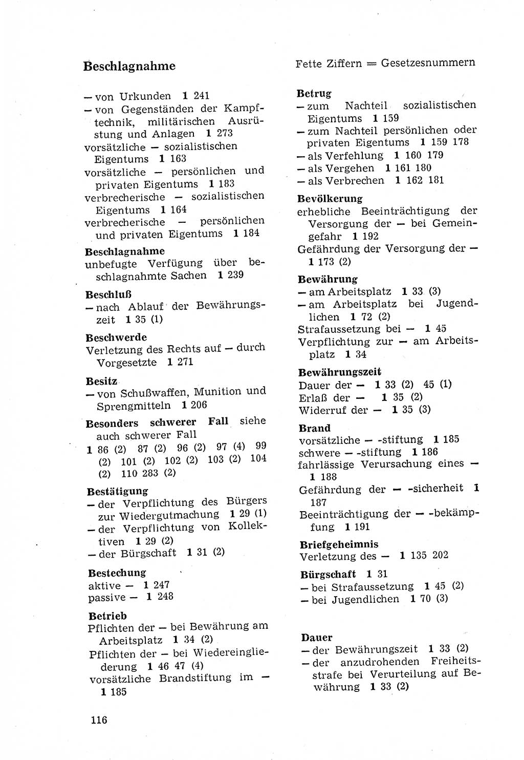 Strafgesetzbuch (StGB) der Deutschen Demokratischen Republik (DDR) 1968, Seite 116 (StGB DDR 1968, S. 116)