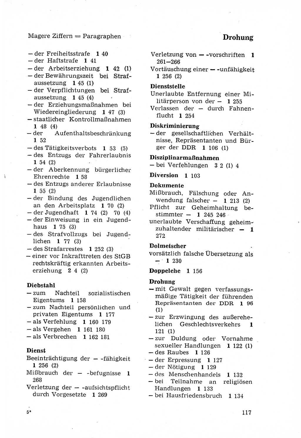 Strafgesetzbuch (StGB) der Deutschen Demokratischen Republik (DDR) 1968, Seite 117 (StGB DDR 1968, S. 117)