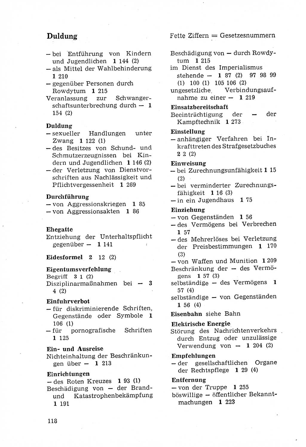 Strafgesetzbuch (StGB) der Deutschen Demokratischen Republik (DDR) 1968, Seite 118 (StGB DDR 1968, S. 118)