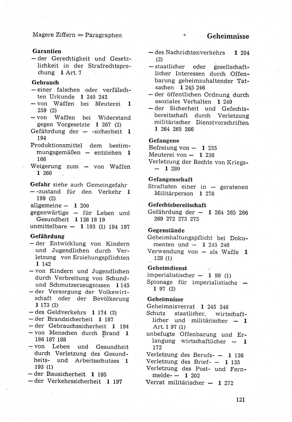 Strafgesetzbuch (StGB) der Deutschen Demokratischen Republik (DDR) 1968, Seite 121 (StGB DDR 1968, S. 121)