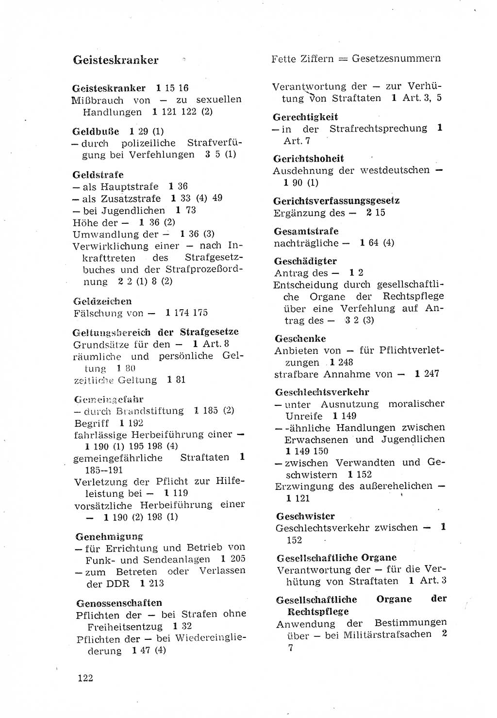 Strafgesetzbuch (StGB) der Deutschen Demokratischen Republik (DDR) 1968, Seite 122 (StGB DDR 1968, S. 122)