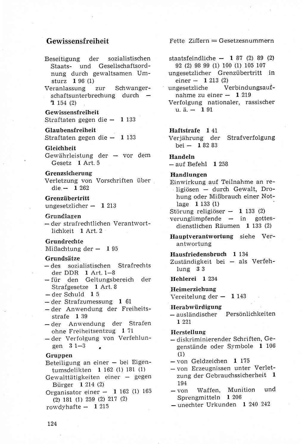 Strafgesetzbuch (StGB) der Deutschen Demokratischen Republik (DDR) 1968, Seite 124 (StGB DDR 1968, S. 124)