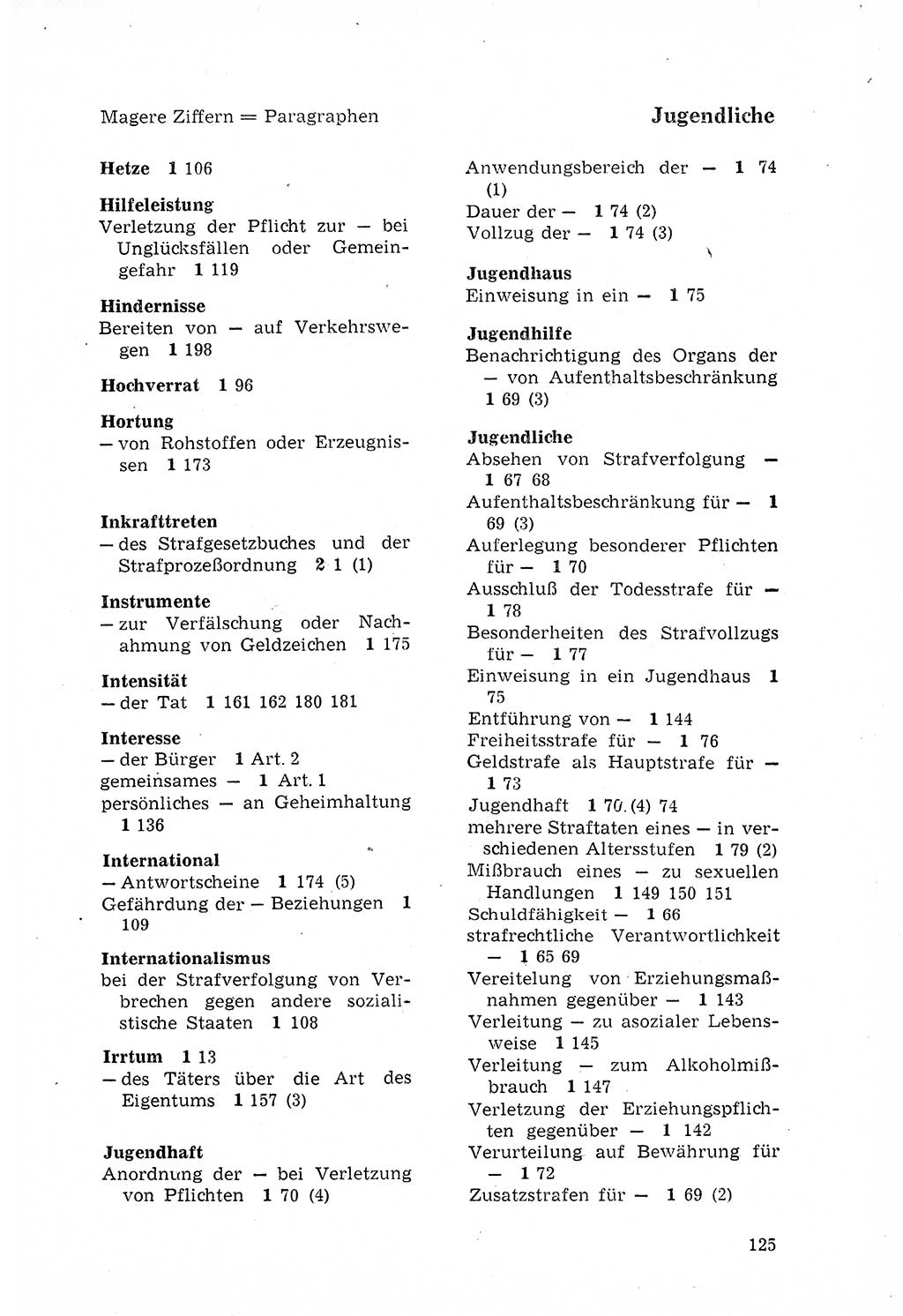 Strafgesetzbuch (StGB) der Deutschen Demokratischen Republik (DDR) 1968, Seite 125 (StGB DDR 1968, S. 125)