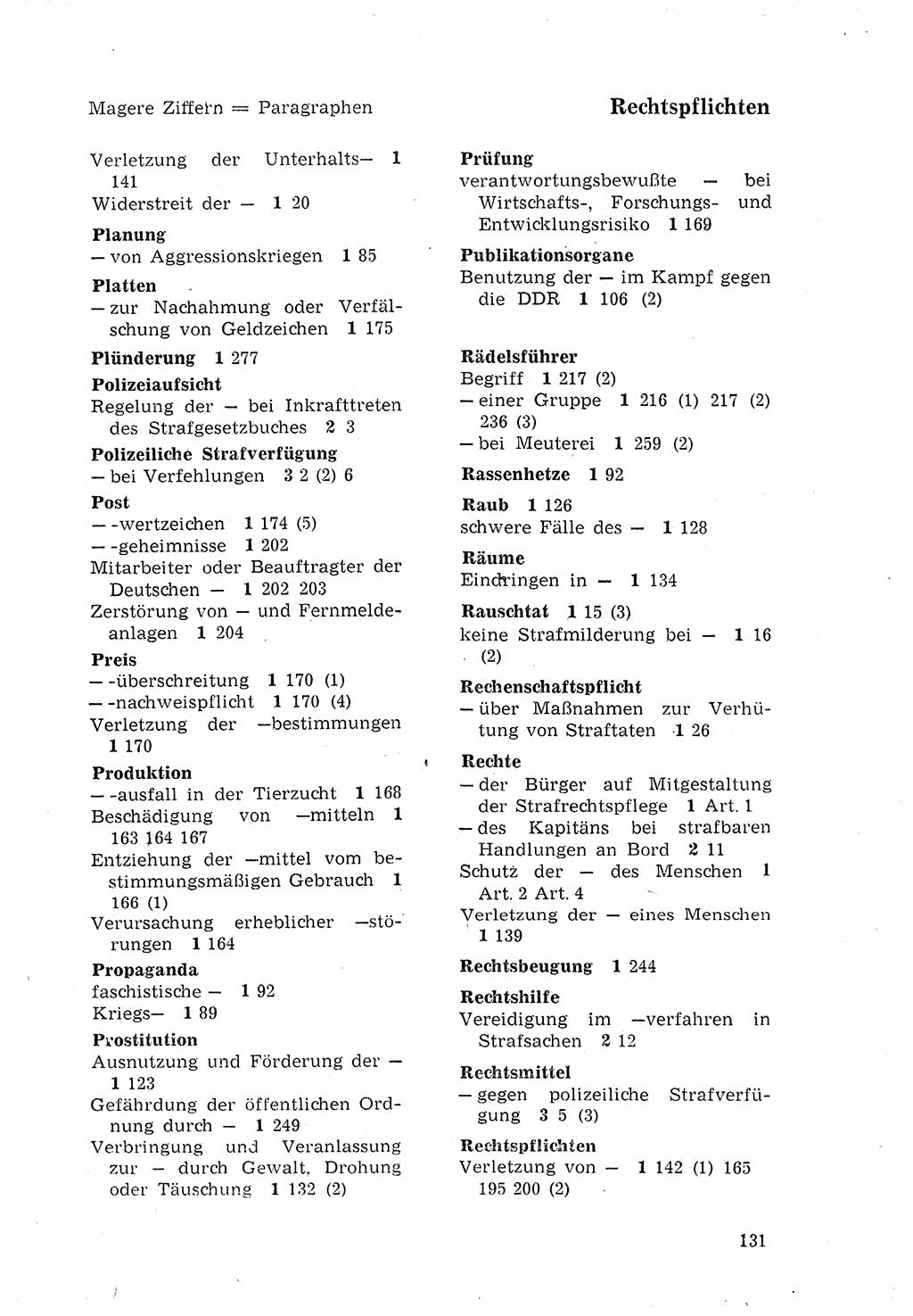 Strafgesetzbuch (StGB) der Deutschen Demokratischen Republik (DDR) 1968, Seite 131 (StGB DDR 1968, S. 131)