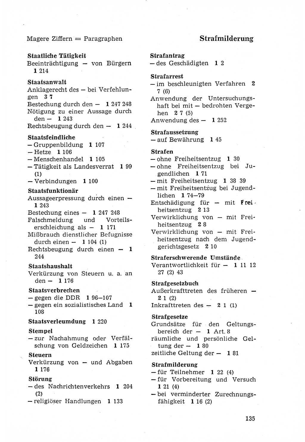 Strafgesetzbuch (StGB) der Deutschen Demokratischen Republik (DDR) 1968, Seite 135 (StGB DDR 1968, S. 135)