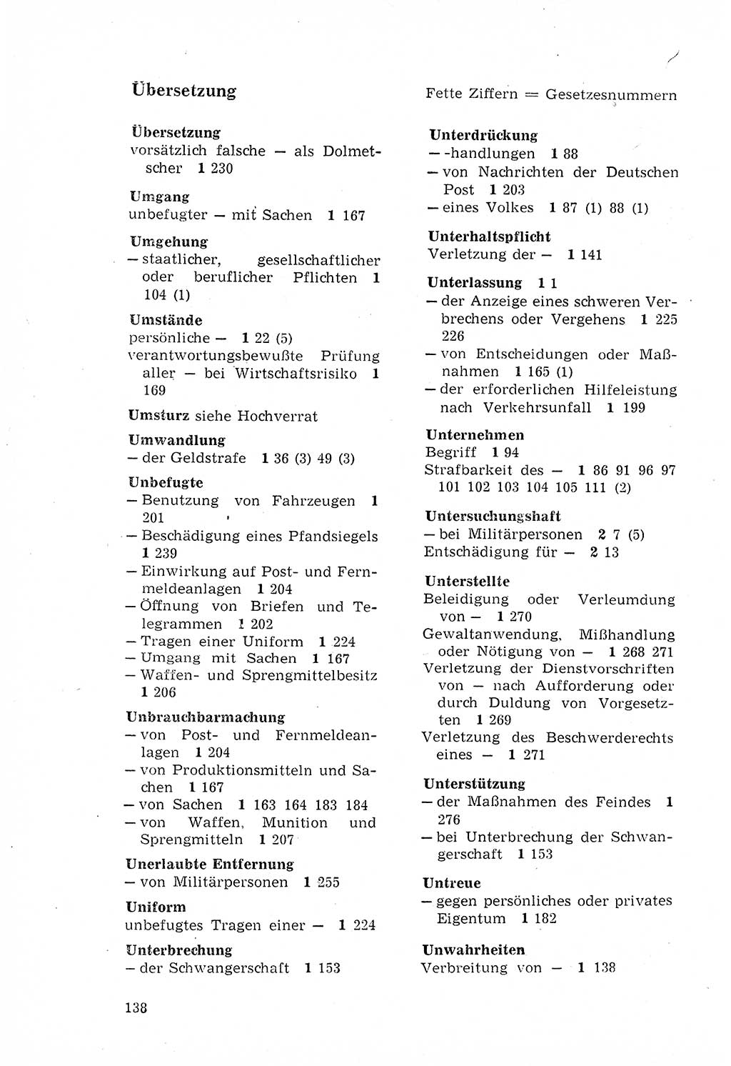 Strafgesetzbuch (StGB) der Deutschen Demokratischen Republik (DDR) 1968, Seite 138 (StGB DDR 1968, S. 138)