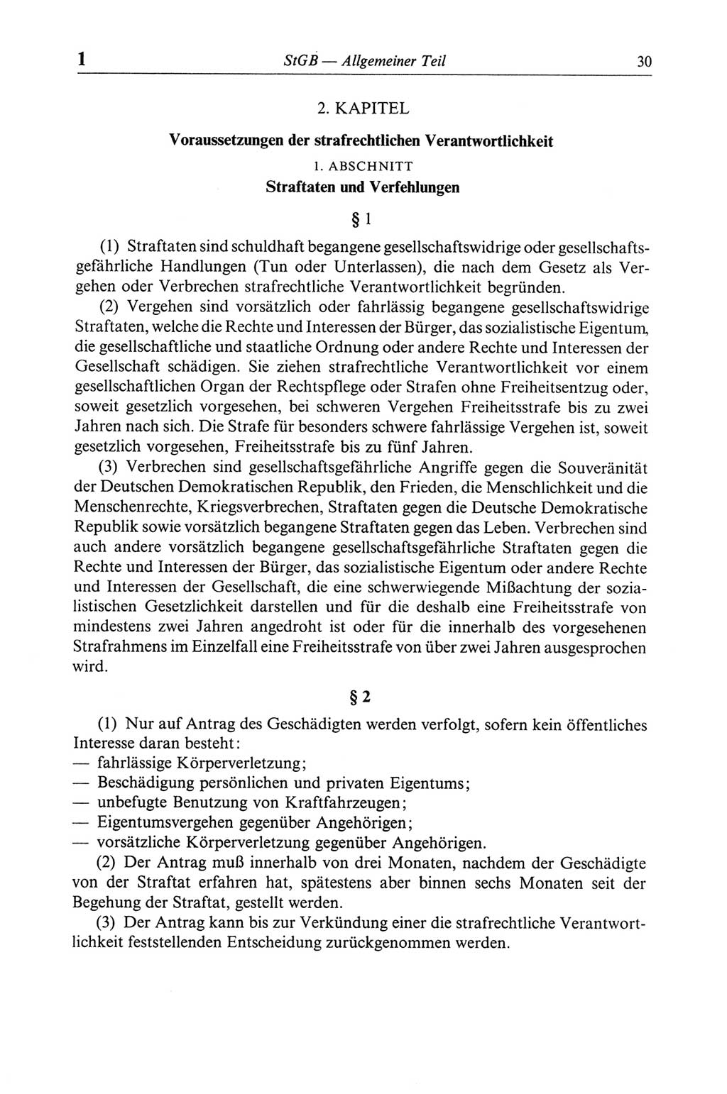 Strafgesetzbuch (StGB) der Deutschen Demokratischen Republik (DDR) und angrenzende Gesetze und Bestimmungen 1968, Seite 30 (StGB Ges. Best. DDR 1968, S. 30)