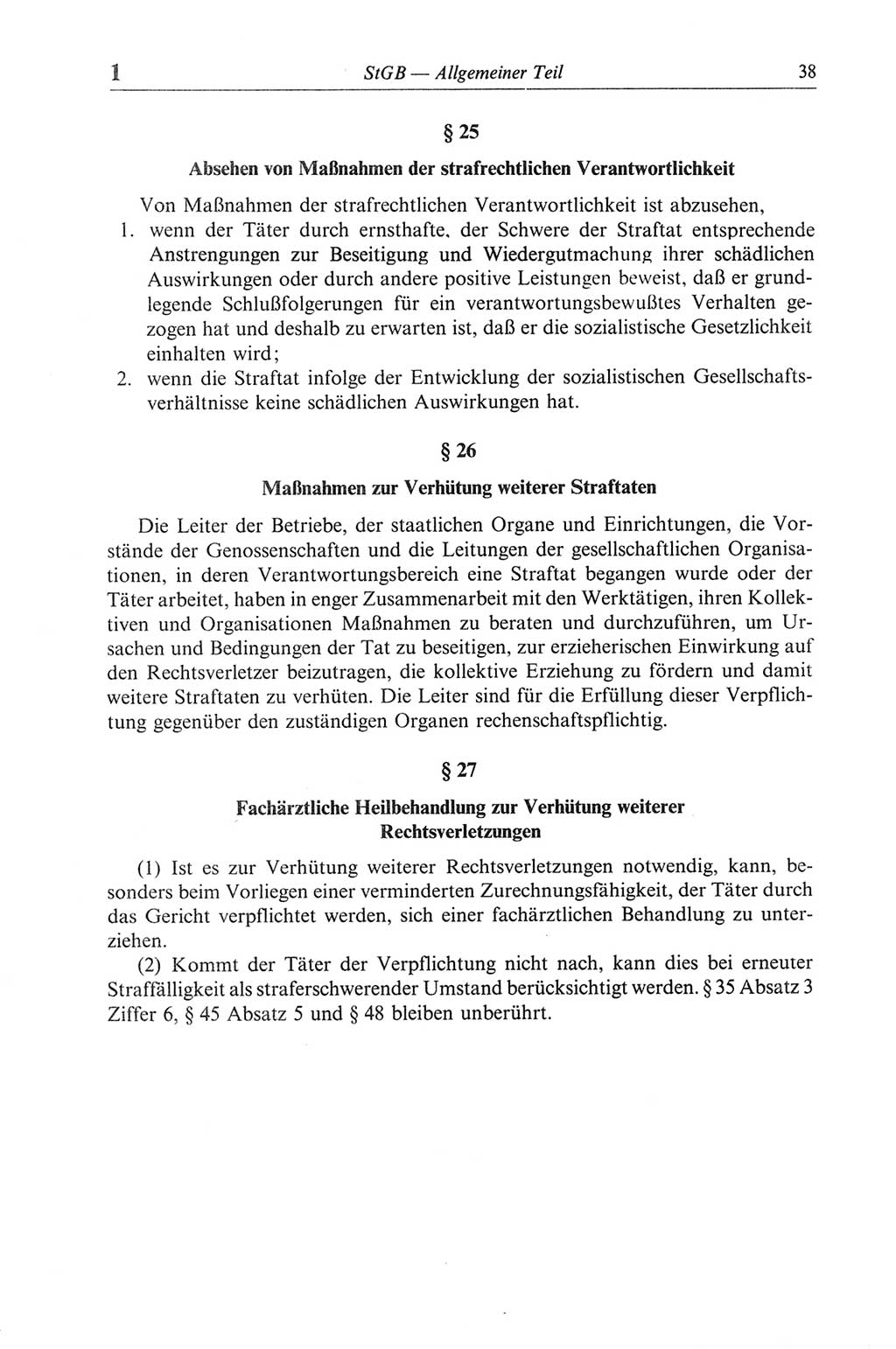 Strafgesetzbuch (StGB) der Deutschen Demokratischen Republik (DDR) und angrenzende Gesetze und Bestimmungen 1968, Seite 38 (StGB Ges. Best. DDR 1968, S. 38)