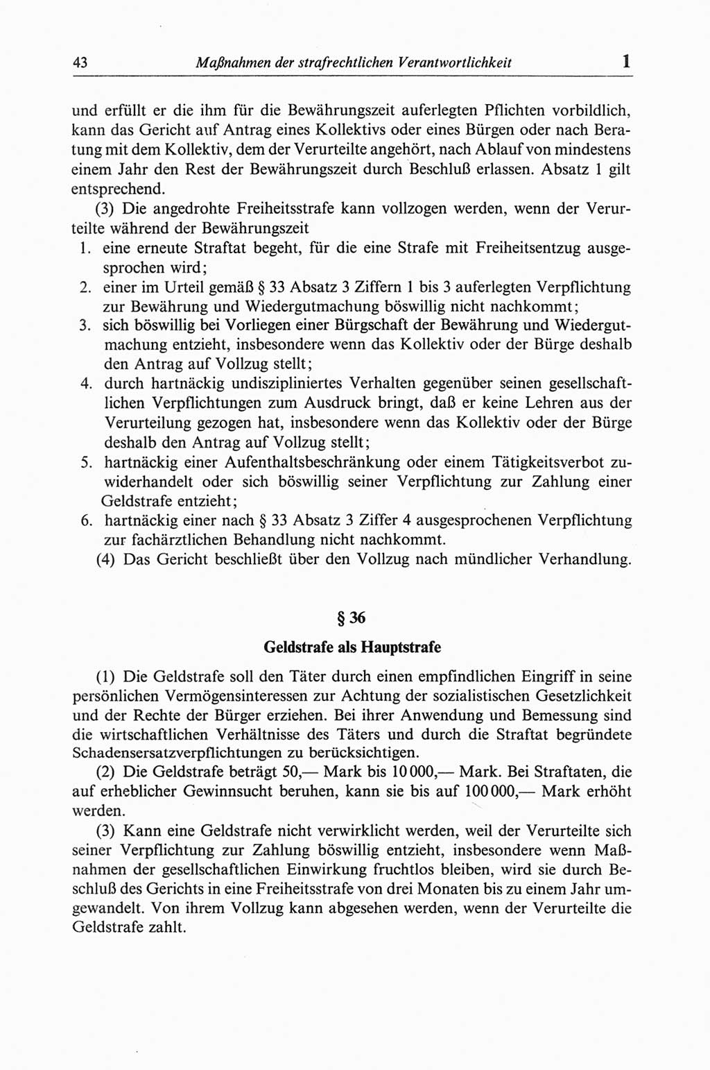 Strafgesetzbuch (StGB) der Deutschen Demokratischen Republik (DDR) und angrenzende Gesetze und Bestimmungen 1968, Seite 43 (StGB Ges. Best. DDR 1968, S. 43)