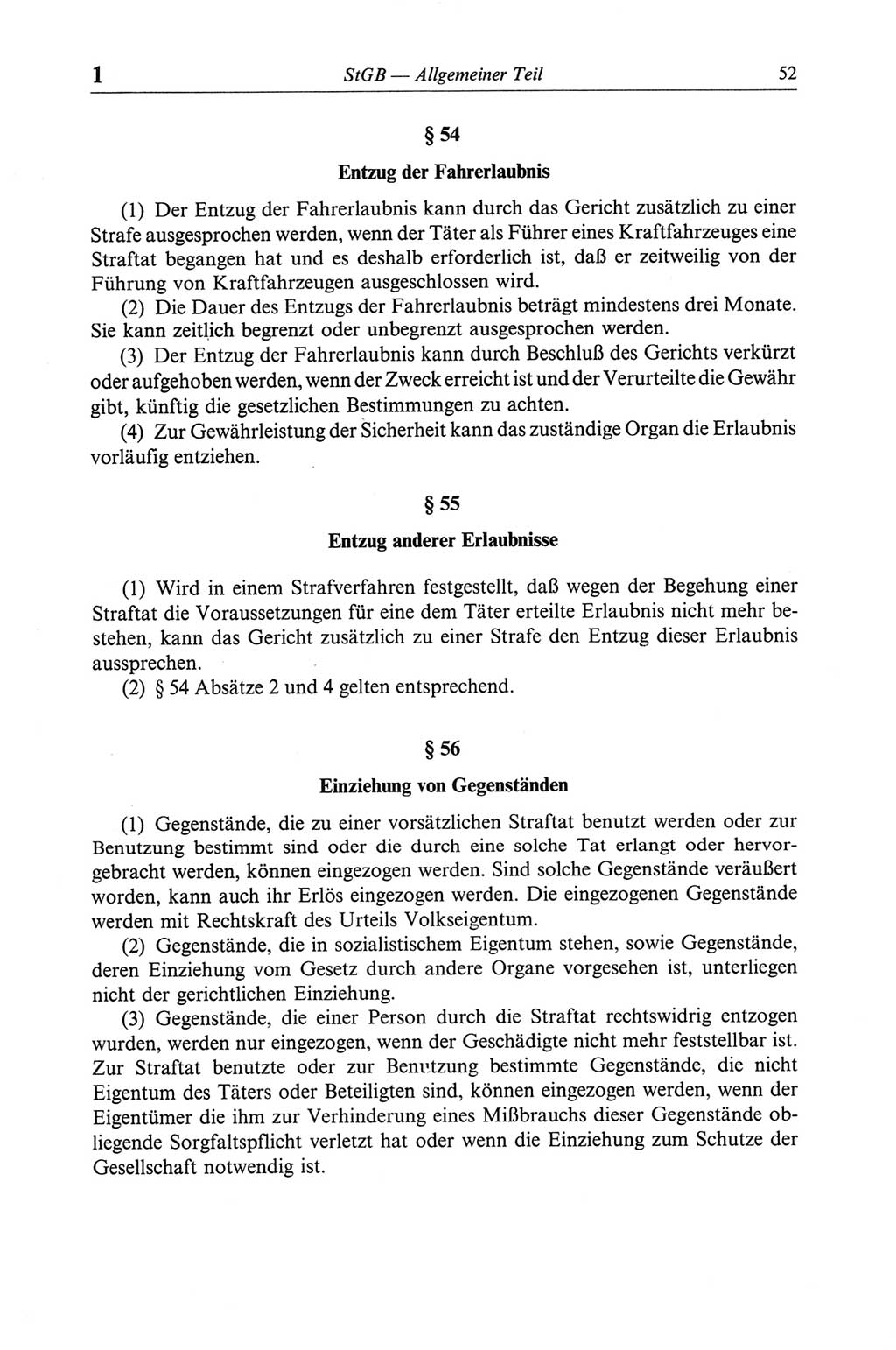 Strafgesetzbuch (StGB) der Deutschen Demokratischen Republik (DDR) und angrenzende Gesetze und Bestimmungen 1968, Seite 52 (StGB Ges. Best. DDR 1968, S. 52)
